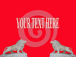 Two lions with background and space for `Your text here`