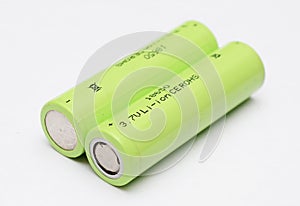 Two Lithium Ion Rechargeable Batteries Cells type 18650 flat pole