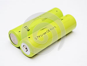 Two Lithium Ion Rechargeable Batteries Cells type 18650 standard pole photo