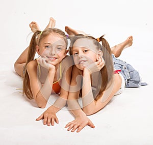 Two little blond girls photo