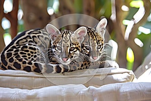 Two little cute ocelots