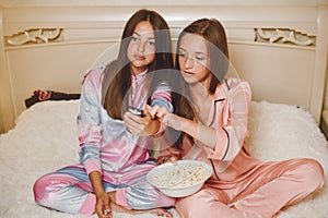 Two little girls in a cute pajamas