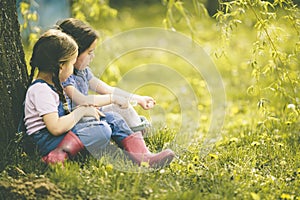Two little girls at the farm