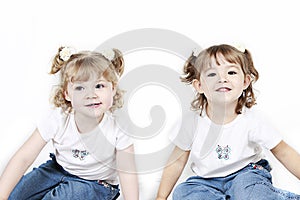 Two Little Girls in Pigtails