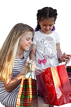 Two little girlswith shopping bags