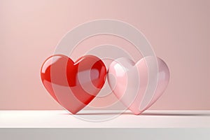 Two little hearts, a symbol of couple for Valentine's Day greeting card and love celebrations