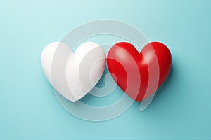 Two little hearts, a symbol of couple for Valentine's Day greeting card and love celebrations