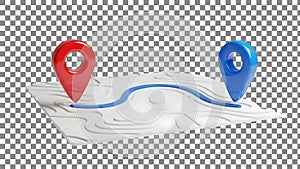 Two Location Pins on Map