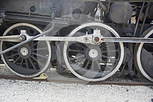 Two locomotive wheels. Wheels of the old train