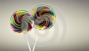 Two lollipops candy sweet lollipop isolated confectionery food background christmas 2 pair circle colours colourful confection