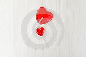 Two Lollipops heart shape. Valentine's Day.