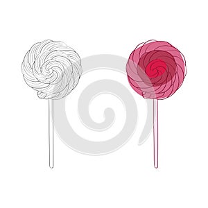 Two lollipops stack on white