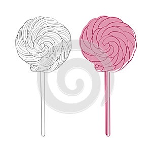 Two lollipops on white background