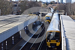 Two London trains at Hither Green station