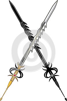 Two long sword. Black and colored