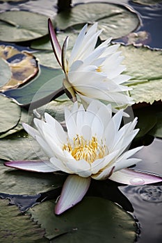 Two Lotus flowers in the lake