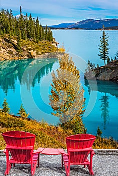 Two loungers by the Abraham lake