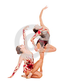 Two lovely gymnasts dancing
