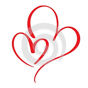 Two lovers heart. Handmade vector calligraphy. Decor for greeting card, mug, photo overlays, t-shirt print, flyer