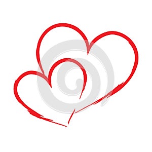 Two lovers heart. Vector illustration. Icon on white background