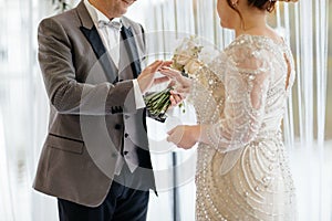 Two lovers hearts on the wedding ceremony