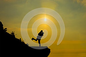 Two lovers meet at sunset