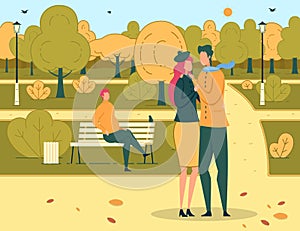 Two Loving People on Romantic Dating in Urban Park