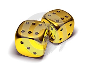 Two lucky gold dice