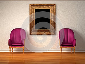 Two luxurious chairs with antique frame