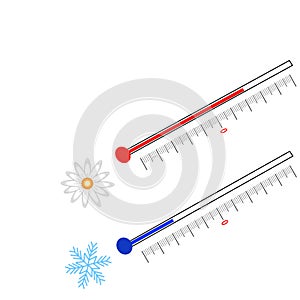 two lying abstract thermometers for measuring temperature
