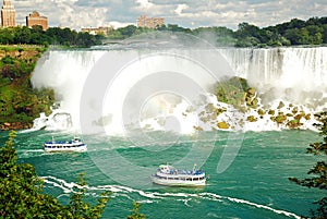 Two Maid of the Mist pass each other