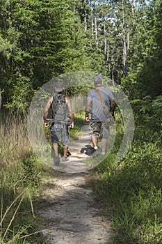 Two Male Hikers Going Into National Forest