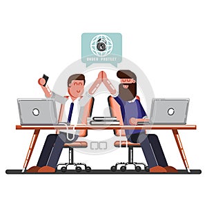 Two man celebrate that work done successful