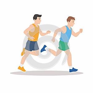 Two man running. Flat illustration Vector Image