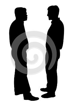 Two man talking, silhouete vector