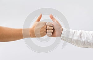 Two man thumbs up on white background.business teamwork photo