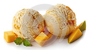Two mango ice cream balls