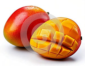 Two mango on white background