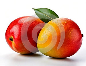 Two mango on white background
