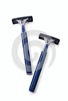 Two Manual Shavers Isolated on White Background