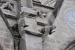 Two Marine iguana gargoyles at La BasÃÂ­lica del Voto Nacional, Quito photo