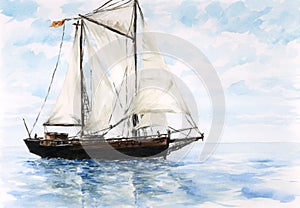 Two-masted sailboat wishbone ketch photo