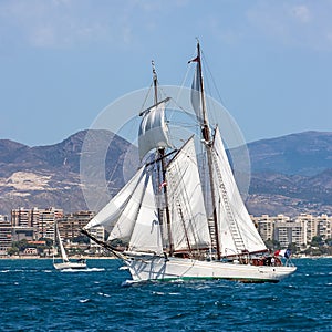 Two masted Schooner Tall Ship Full Sail