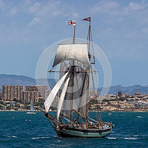 Two masted Schooner Tall Ship Full Sail