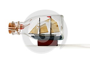 Two-masted ship in a bottle