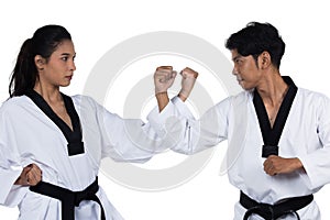 Two Master Black Belt TaeKwonDo teacher student