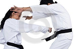 Two Master Black Belt TaeKwonDo teacher student