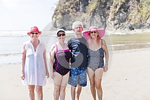 Two mature senior woman on the beach