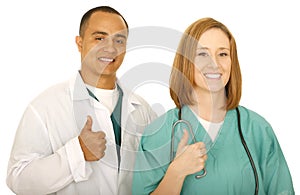 Two Medical Staff Giving OK Sign