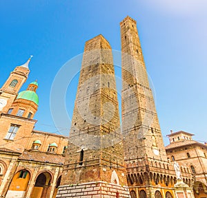 Two medieval towers of Bologna Le Due Torri: Asinelli and Garisenda photo